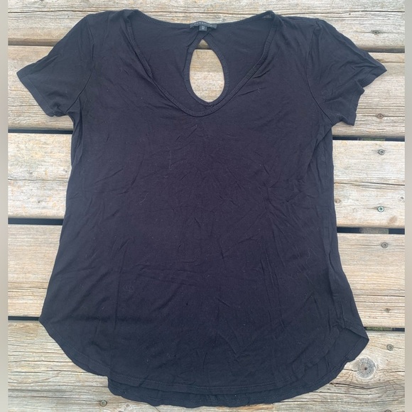 💙 Dynamite Black Keyhole Back Short Sleeve Tee - Size P/S - Picture 2 of 6